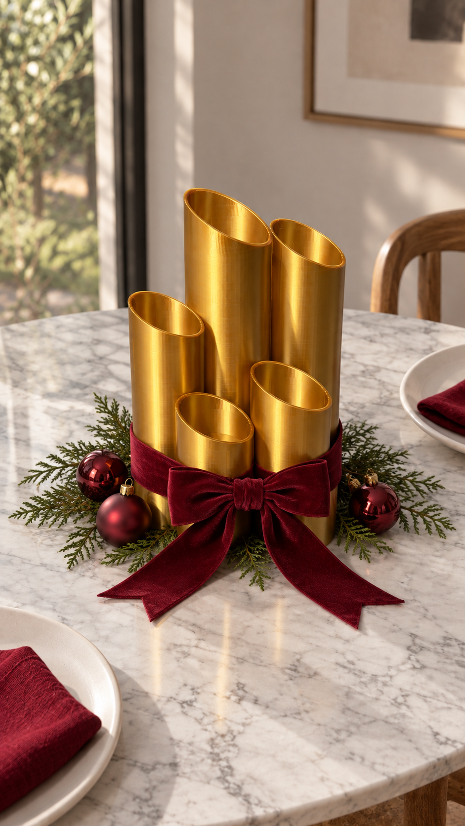 Gold Tiered Flameless Candle Holder Set of 6 — Six tiered gold candle holders for flameless LED tea lights, a glowing centerpiece for any table or occasion.